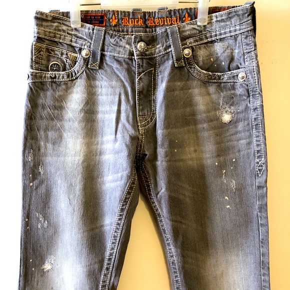 NWOT Rock Revival Men’s Straight Jeans - Picture 2 of 6